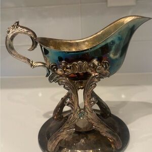 Vintage Silver Gravy Boat with Ornate Stand WM Rogers Silver Plate SOLD